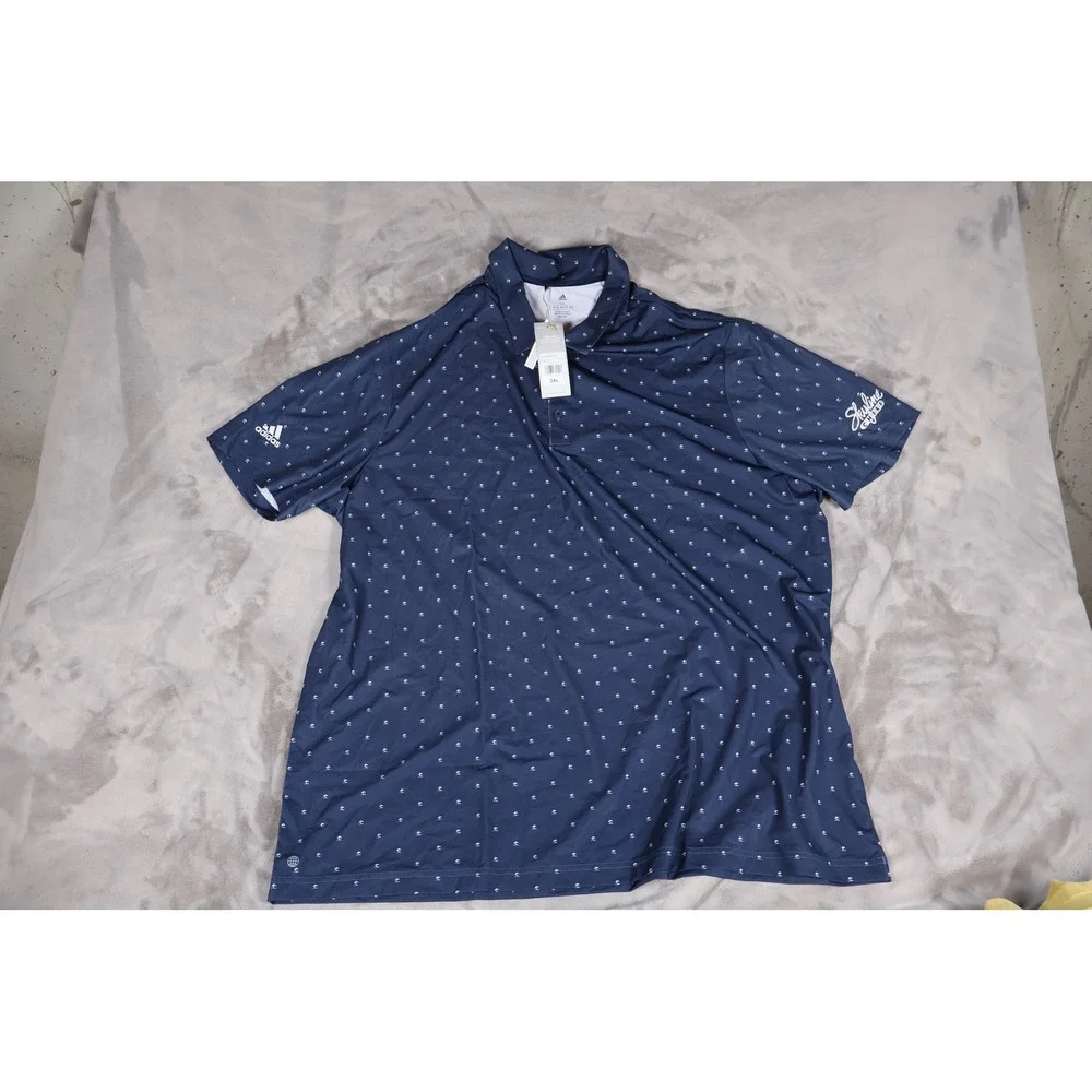 Adidas Skyline Chili Mens 3XL Polo Shirt Navy Blue Palm Tree Print NWT